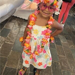 Zara Kids Floral Dress with Orange and Pink Accents